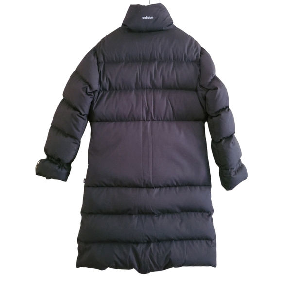 Adidas Womens Feather Down Filled Puffer Jacket Black Longline Mid Shin 90s Y2K - Picture 11 of 17